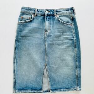 Anthropologie Pilcro & Letterpress Jean Skirt Size 2 Knee Length Split Front